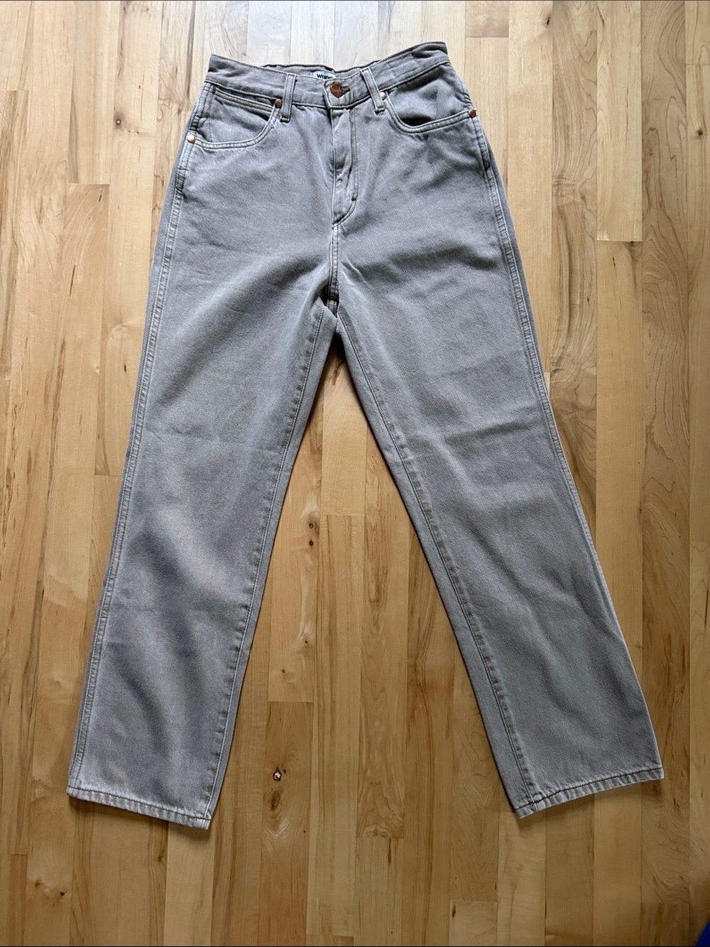 Wrangler women’s Wild West Straight Jeans in garment dyed tan